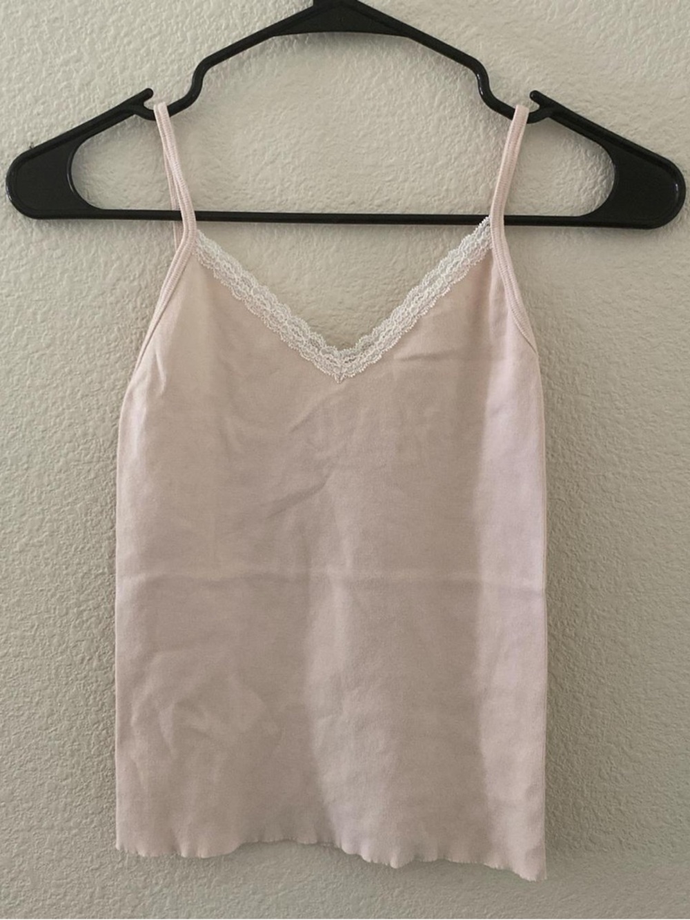 Brandy Melville Light Pink Lace-Trim Tank Top